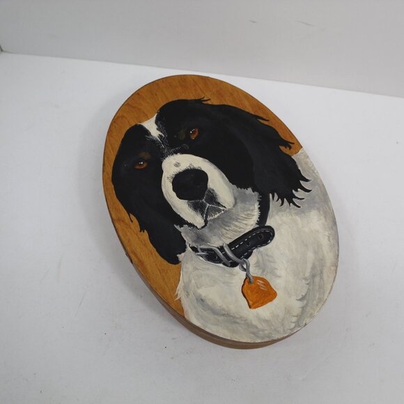 Vintage F.O. Merz Designed Oval Shaker Box with Hand Painted Dog - Picture 3 of 7
